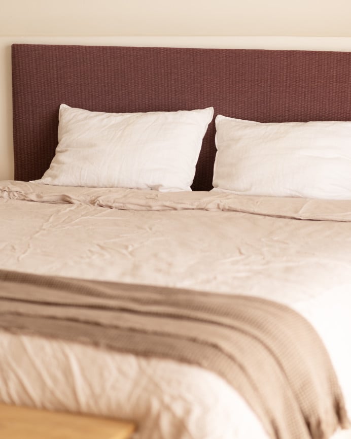 Deco Wood Cabecero Tapizado De Poliester Liso En Color Teja De 90x60cm