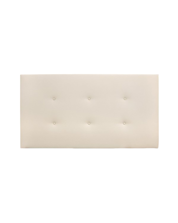 Deco wood Cabecero tapizado de polipiel con botones en color beige de 90x80cm