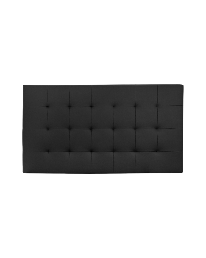 Deco wood Cabecero tapizado de polipiel con pliegues en color negro de 90x80cm