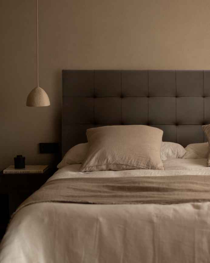 Deco Wood Cabecero Tapizado De Polipiel Con Pliegues En Color Marrón De 90x80cm