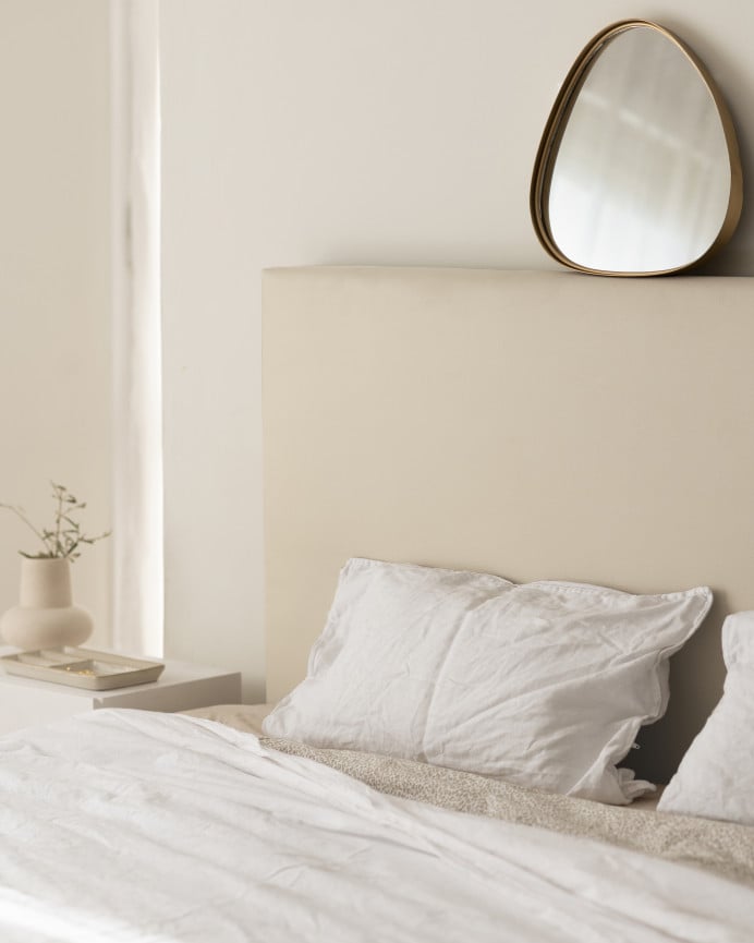 Deco Wood Cabecero Tapizado De Polipiel Liso En Color Beige De 90x80cm