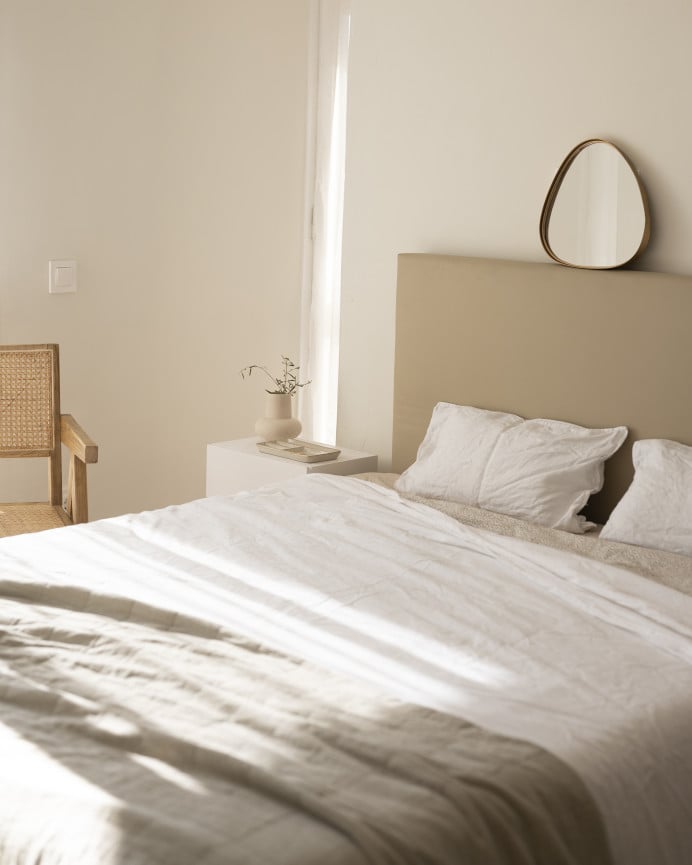 Deco Wood Cabecero Tapizado De Polipiel Liso En Color Marrón De 90x80cm