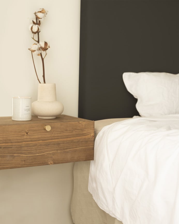 Deco Wood Cabecero Tapizado De Polipiel Liso En Color Negro De 90x80cm