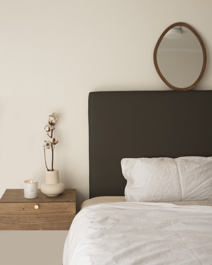 Deco Wood Cabecero Tapizado De Polipiel Liso En Color Negro De 90x80cm