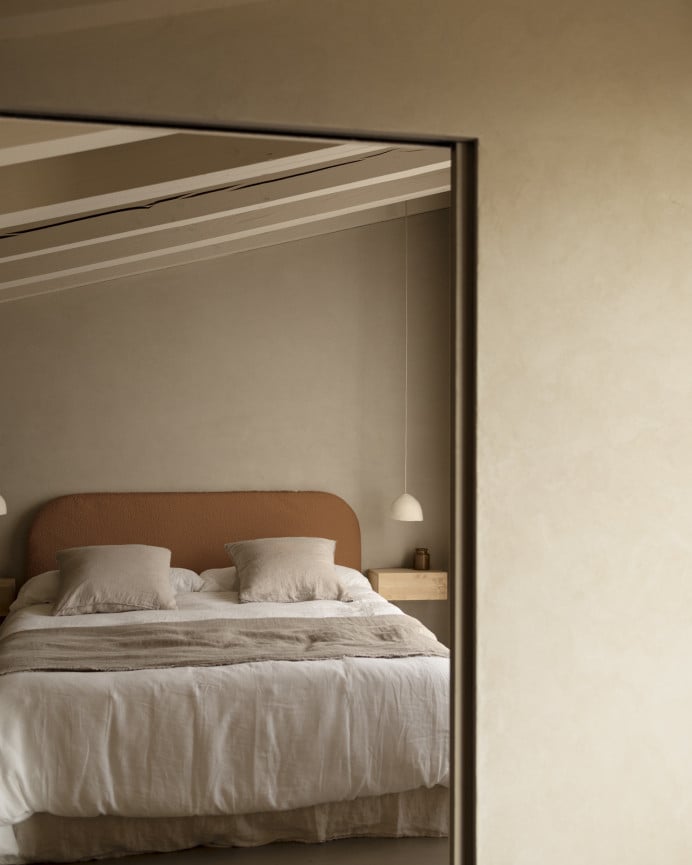 Deco Wood Cabecero Tapizado Desenfundable De Bouclé Cobre De 120x110cm