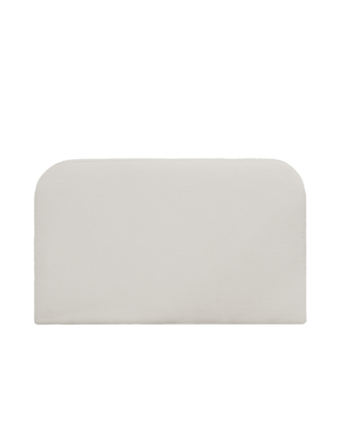 Deco wood Cabecero tapizado desenfundable de bouclé gris claro de 120x110cm