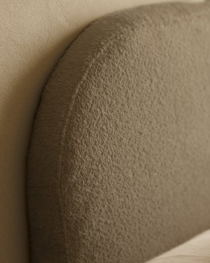 Deco Wood Cabecero Tapizado Desenfundable De Bouclé Marrón De 120x110cm