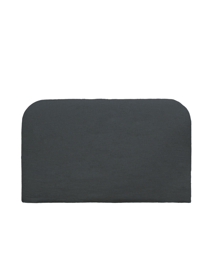 Deco wood Cabecero tapizado desenfundable de lino azul de 120x110cm