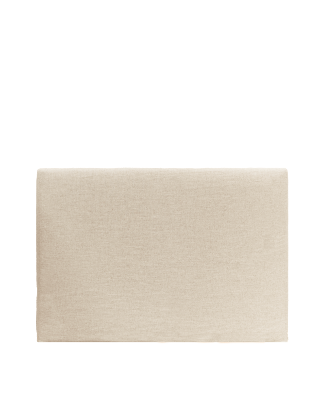 Deco wood Cabecero tapizado desenfundable de lino beige de 120x110cm