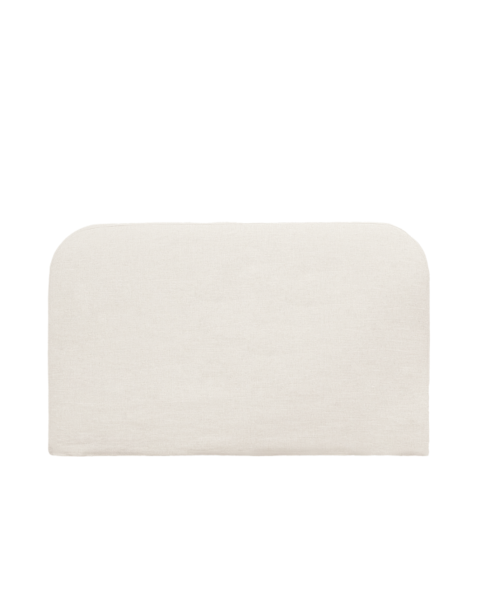 Deco wood Cabecero tapizado desenfundable de lino blanco de 120x110cm