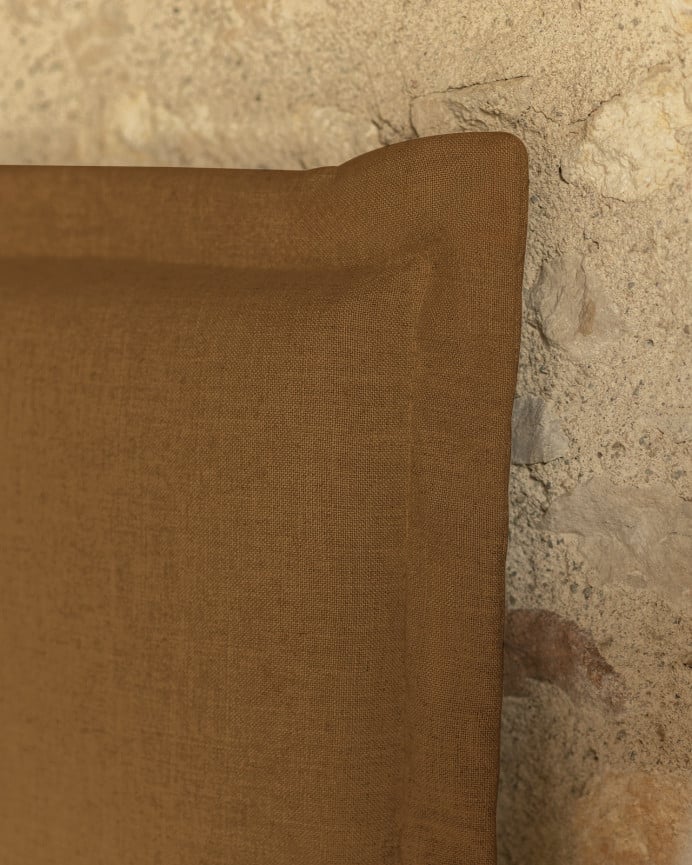 Deco Wood Cabecero Tapizado Desenfundable De Lino Teja De 120x110cm