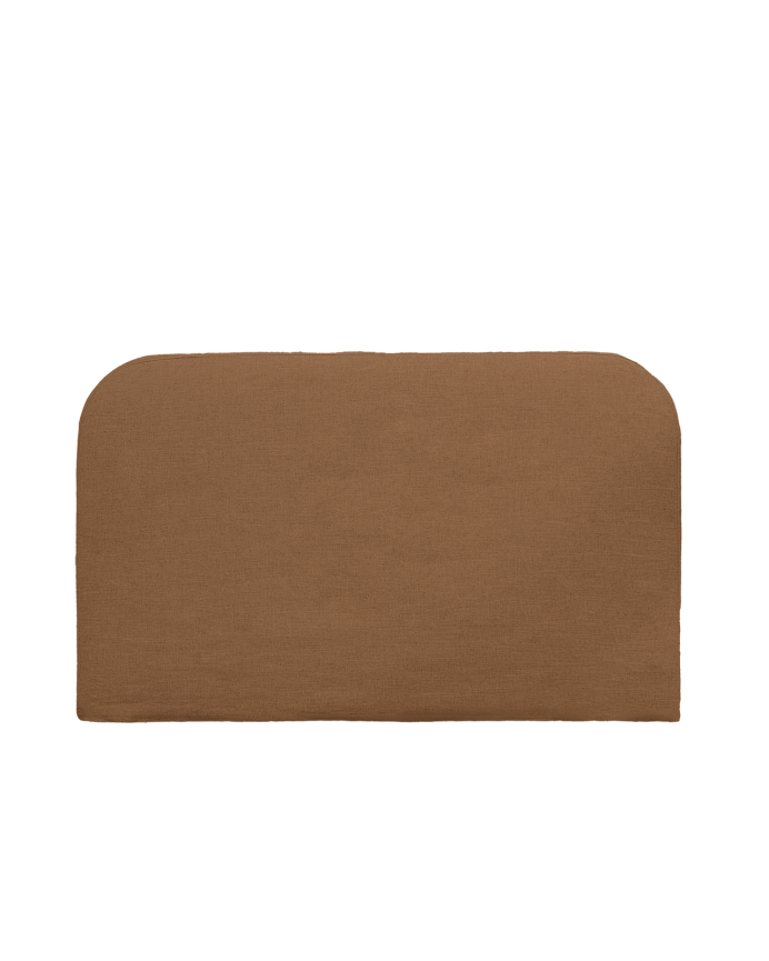 Deco wood Cabecero tapizado desenfundable de lino teja de 120x110cm