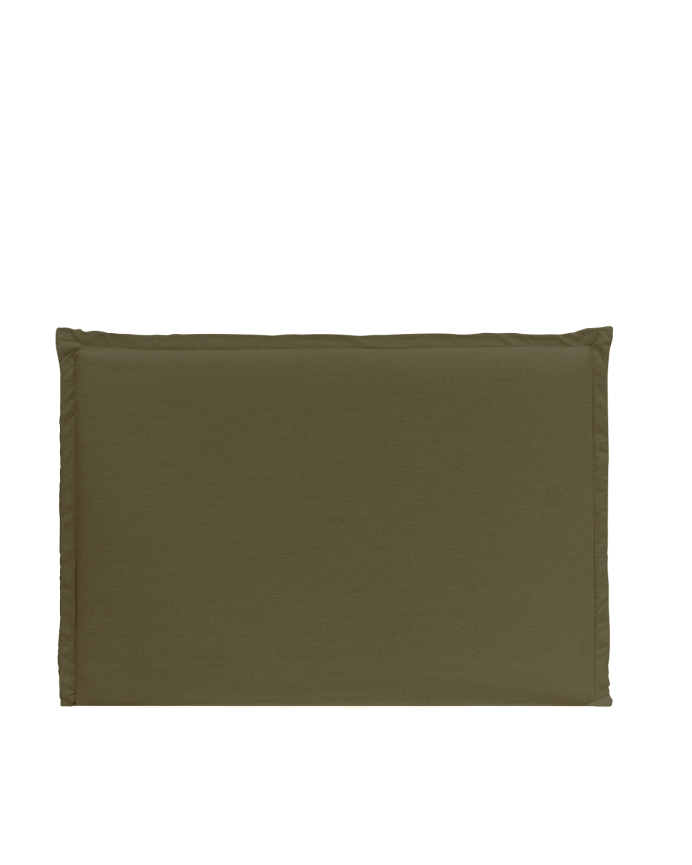 Deco wood Cabecero tapizado desenfundable de lino verde de 120x110cm