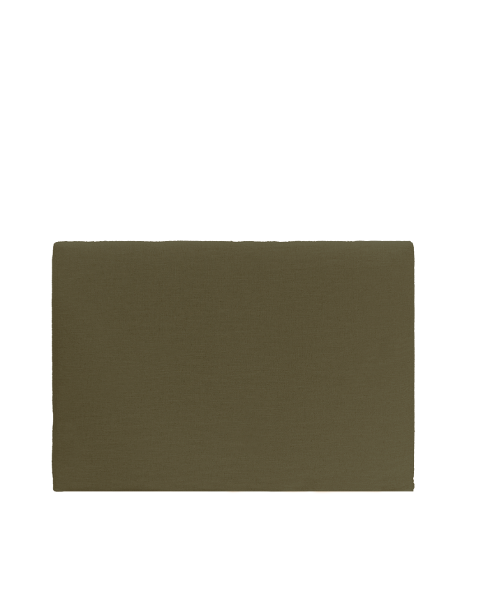 Deco wood Cabecero tapizado desenfundable de lino verde de 120x110cm