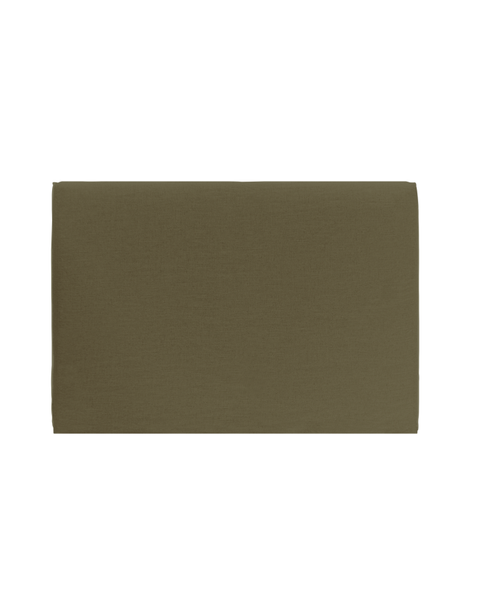 Deco wood Cabecero tapizado desenfundable de lino verde de 120x110cm