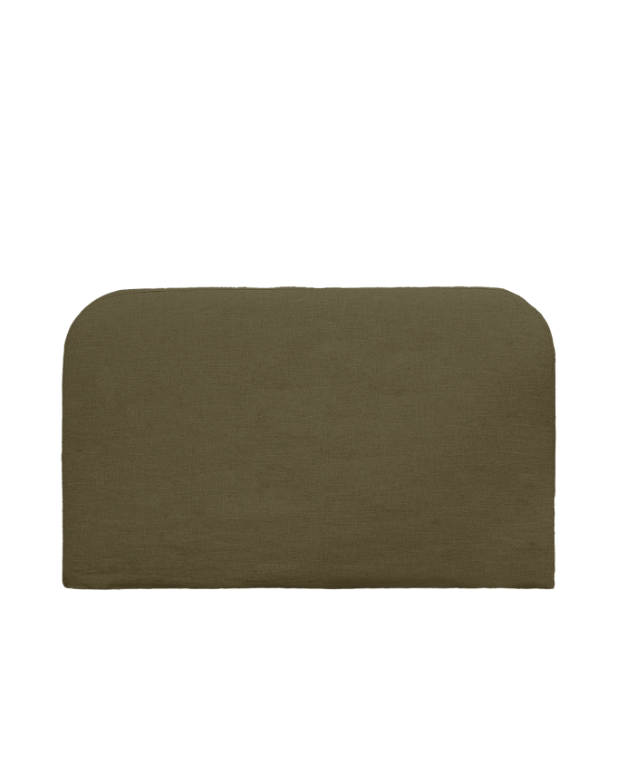 Deco wood Cabecero tapizado desenfundable de lino verde de 120x110cm