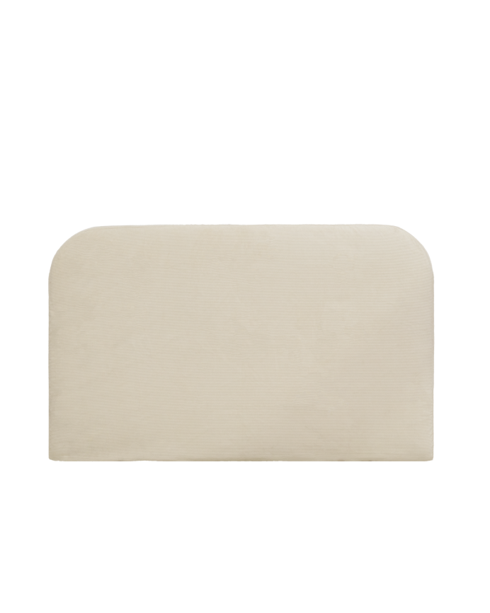 Deco wood Cabecero tapizado desenfundable de pana beige de 120x110cm