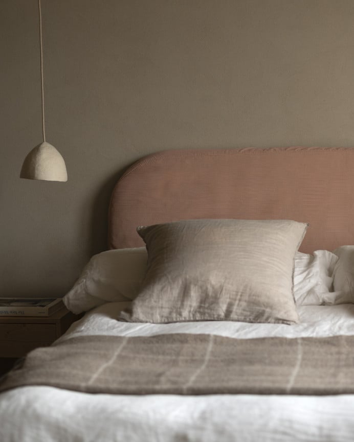 Deco Wood Cabecero Tapizado Desenfundable De Pana Coral De 120x110cm