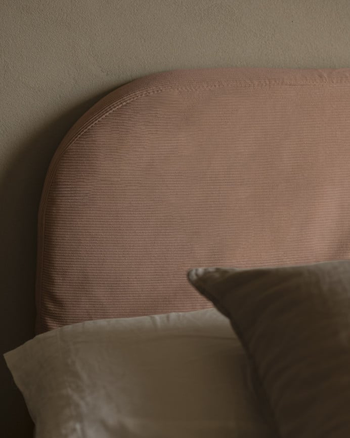 Deco Wood Cabecero Tapizado Desenfundable De Pana Coral De 120x110cm