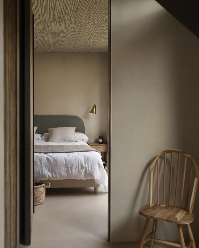 Deco Wood Cabecero Tapizado Desenfundable De Pana Gris Oscuro De 120x110cm