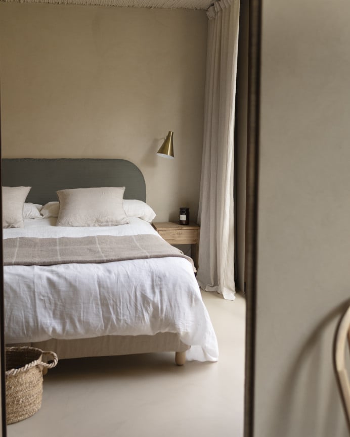 Deco Wood Cabecero Tapizado Desenfundable De Pana Gris Oscuro De 120x110cm