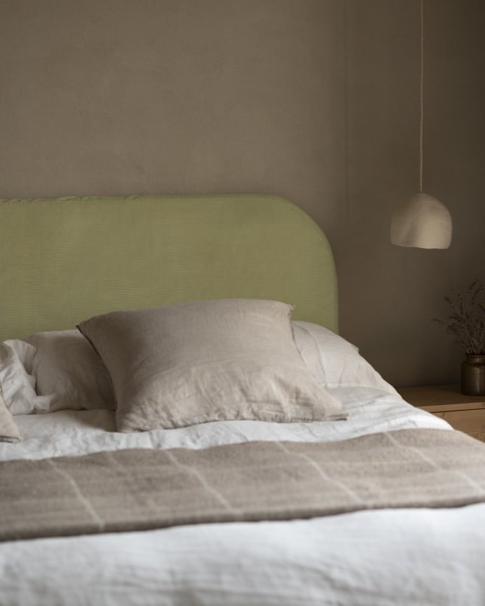 Deco Wood Cabecero Tapizado Desenfundable De Pana Lima De 120x110cm