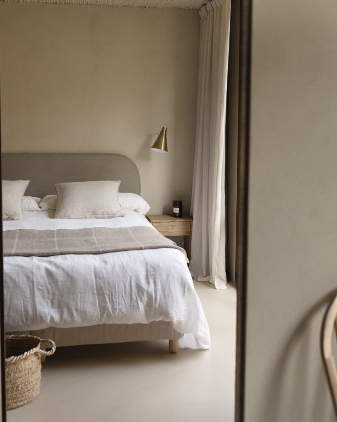 Deco Wood Cabecero Tapizado Desenfundable De Pana Marrón Topo De 120x110cm