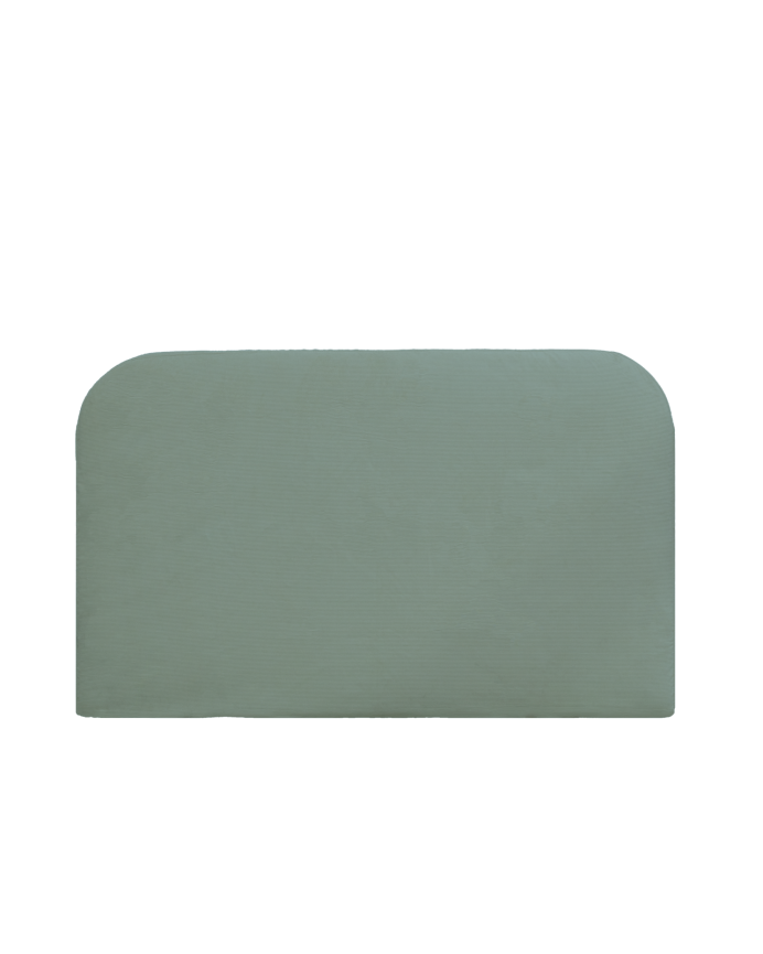 Deco wood Cabecero tapizado desenfundable de pana verde azulado de 120x110cm