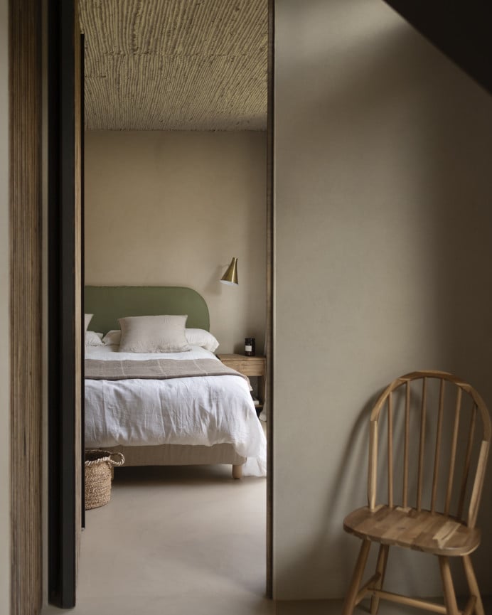 Deco Wood Cabecero Tapizado Desenfundable De Pana Verde De 120x110cm