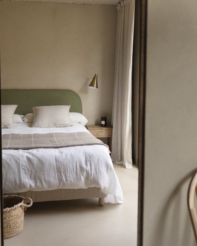 Deco Wood Cabecero Tapizado Desenfundable De Pana Verde De 120x110cm