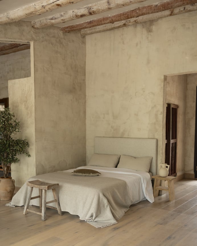 Deco Wood Cabecero Tapizado En Color Beige De 90x80cm