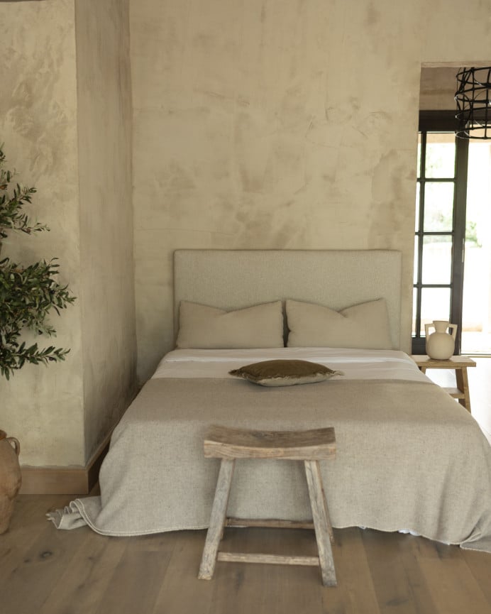 Deco Wood Cabecero Tapizado En Color Beige De 90x80cm