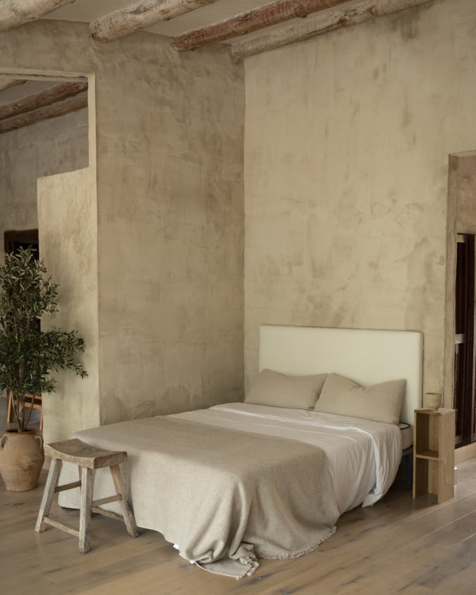 Deco Wood Cabecero Tapizado En Color Blanco De 90x80cm