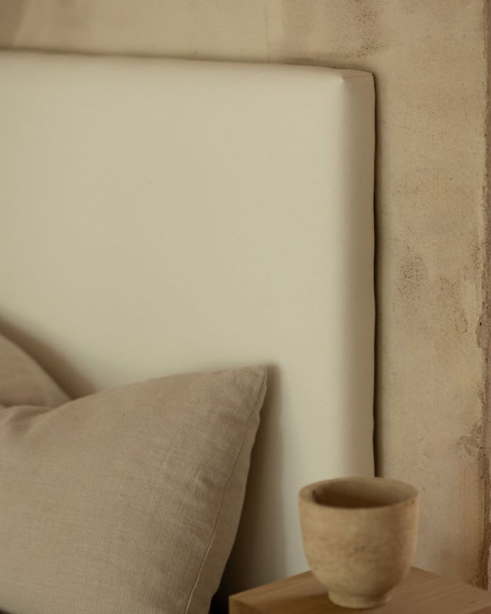 Deco Wood Cabecero Tapizado En Color Blanco De 90x80cm