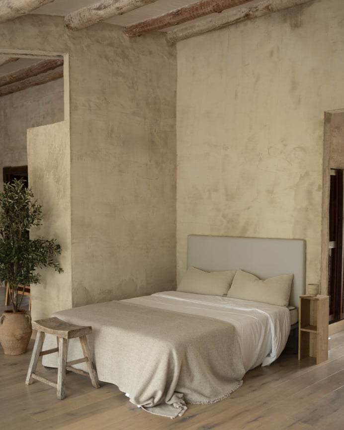 Deco Wood Cabecero Tapizado En Color Gris Claro De 90x80cm