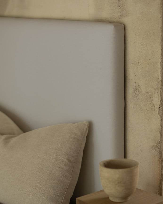 Deco Wood Cabecero Tapizado En Color Gris Claro De 90x80cm