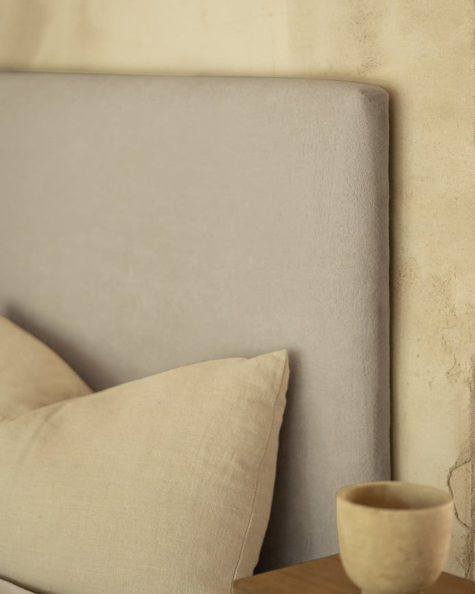 Deco Wood Cabecero Tapizado En Color Gris Claro De 90x80cm