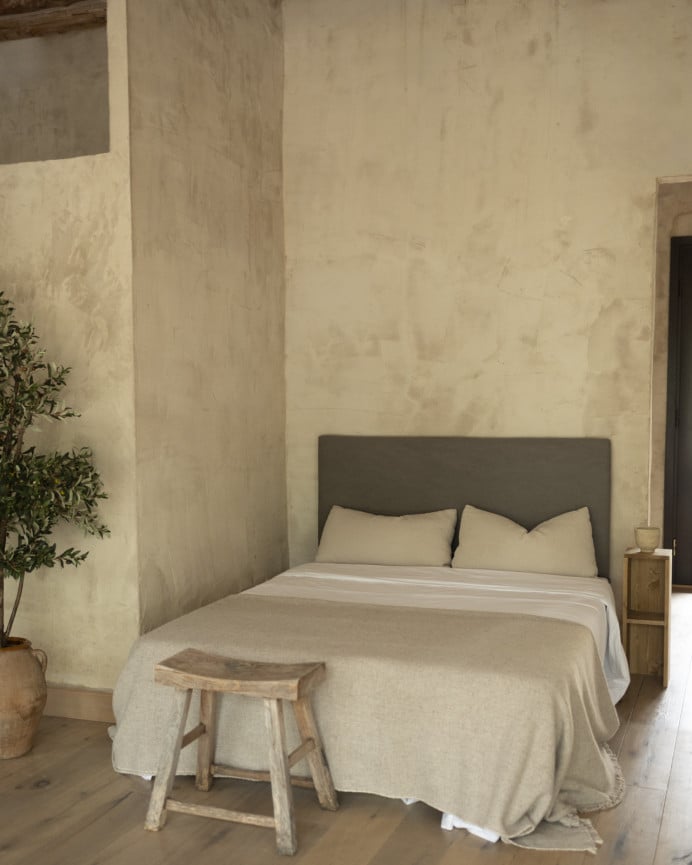 Deco Wood Cabecero Tapizado En Color Gris Oscuro De 90x80cm