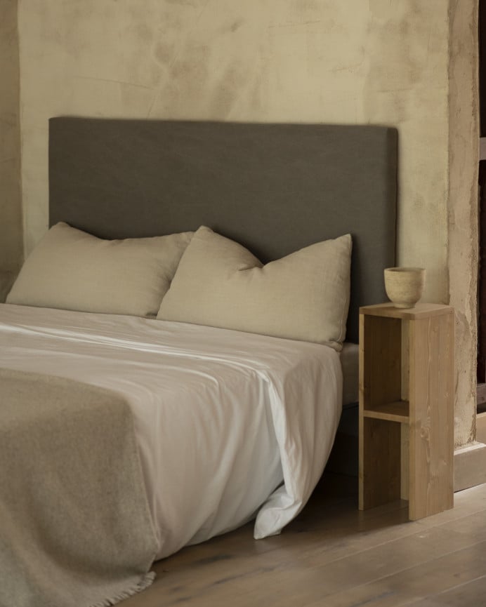 Deco Wood Cabecero Tapizado En Color Gris Oscuro De 90x80cm