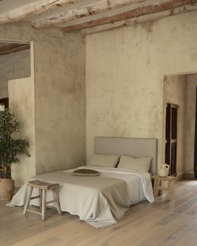 Deco Wood Cabecero Tapizado En Color Marrón Claro De 90x80cm