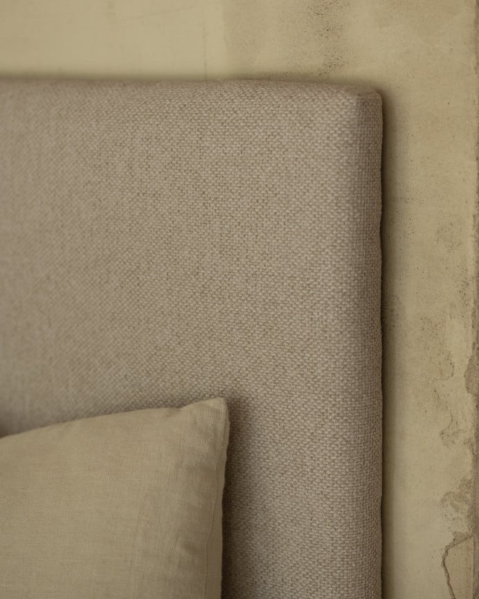 Deco Wood Cabecero Tapizado En Color Marrón Claro De 90x80cm