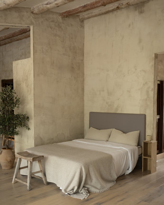 Deco Wood Cabecero Tapizado En Color Marrón De 90x80cm