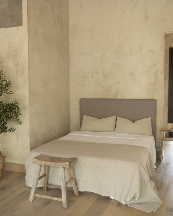 Deco Wood Cabecero Tapizado En Color Marrón De 90x80cm