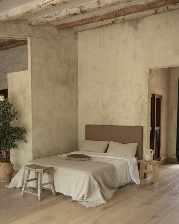 Deco Wood Cabecero Tapizado En Color Marrón De 90x80cm