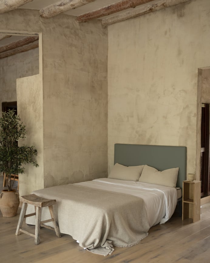 Deco Wood Cabecero Tapizado En Color Verde De 90x80cm