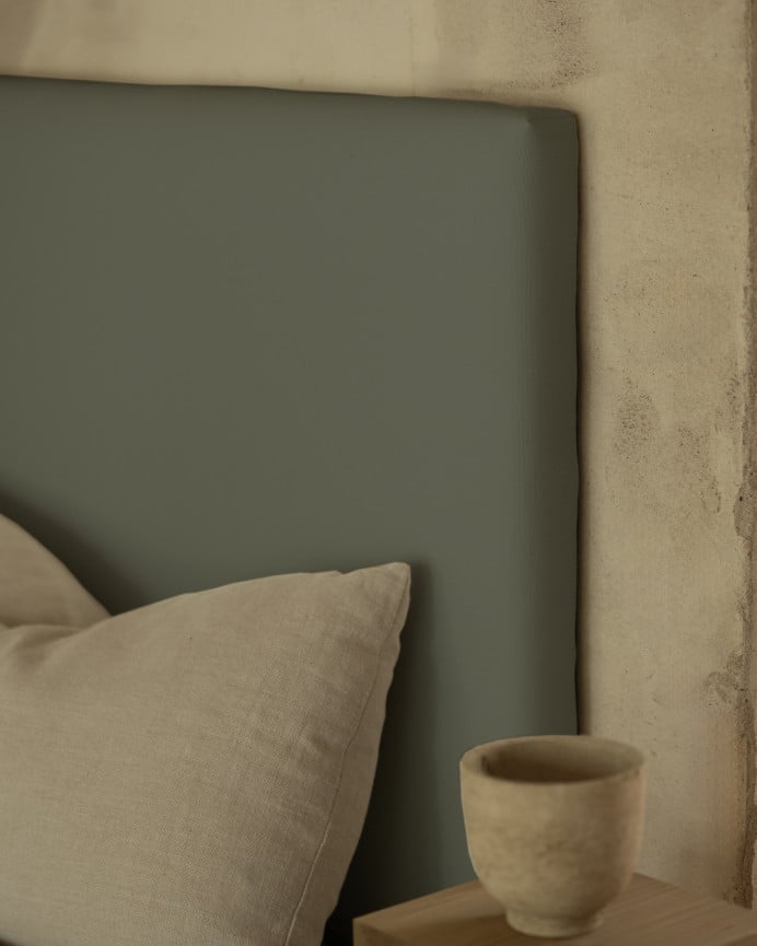 Deco Wood Cabecero Tapizado En Color Verde De 90x80cm