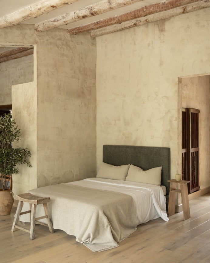 Deco Wood Cabecero Tapizado En Color Verde De 90x80cm