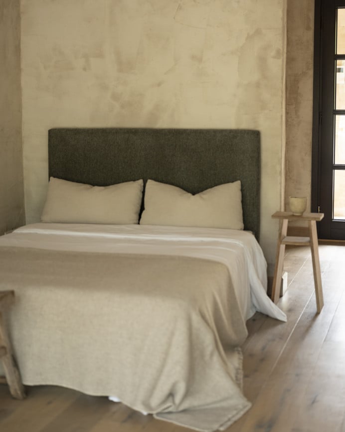 Deco Wood Cabecero Tapizado En Color Verde De 90x80cm