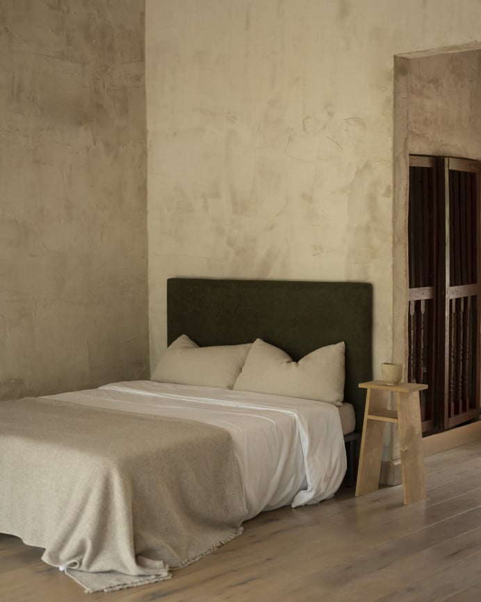 Deco Wood Cabecero Tapizado En Color Verde De 90x80cm