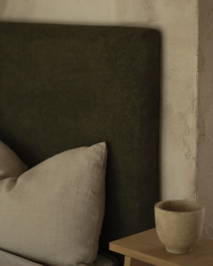 Deco Wood Cabecero Tapizado En Color Verde De 90x80cm